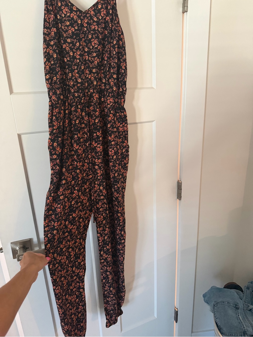 Floral Black & Coral Jumpsuit